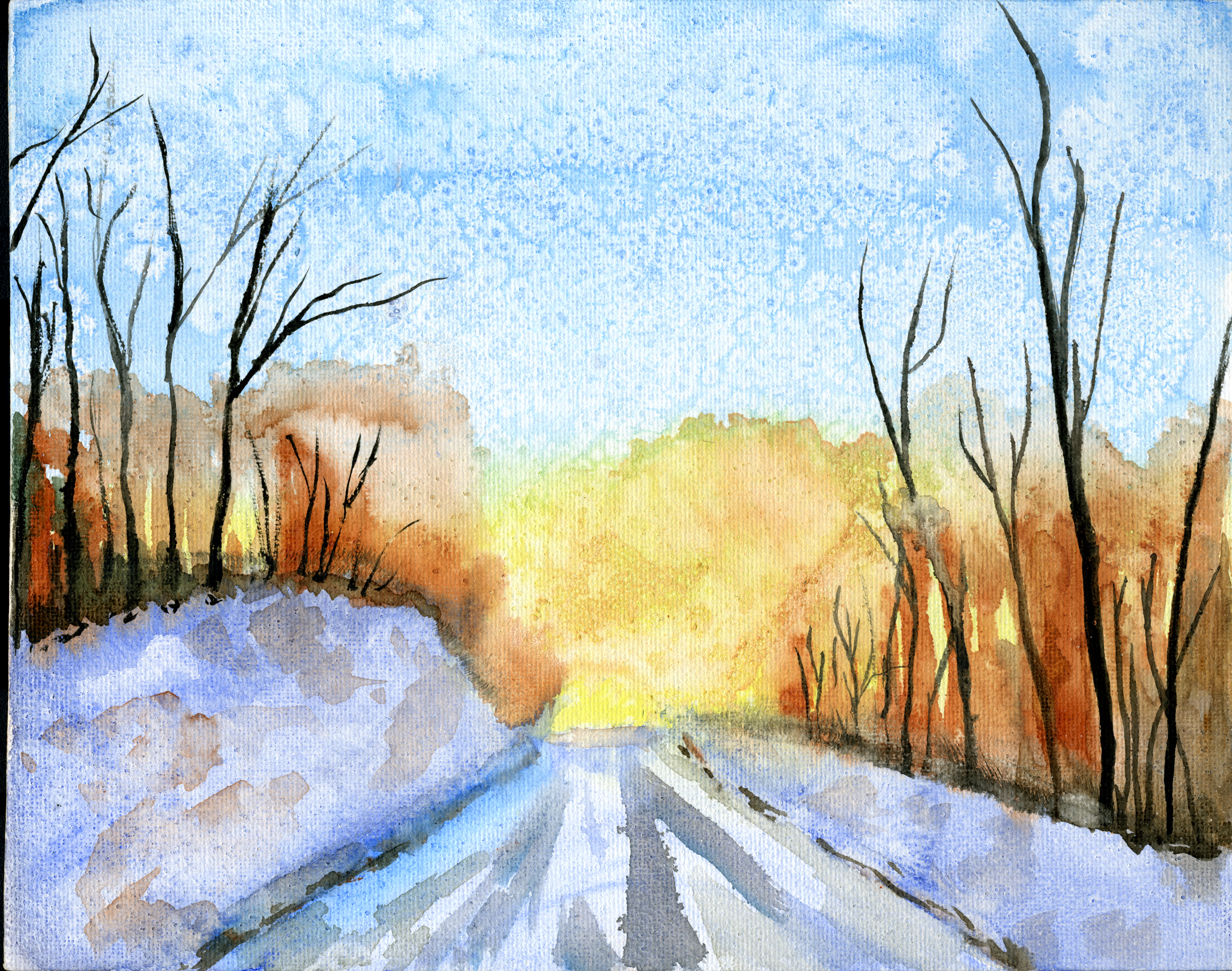 Winter's End watercolor painting